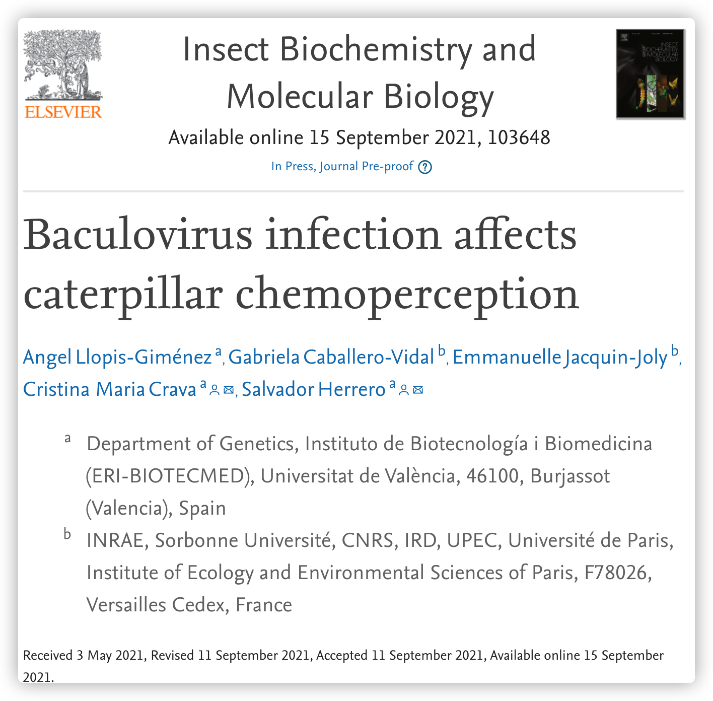 Baculovirus infection affects caterpillar chemoperception